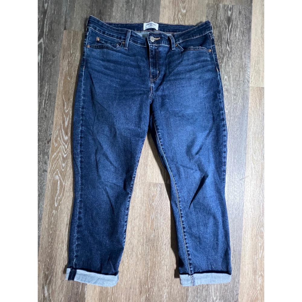 Denizen Levi's Mid Rise Boyfriend Jeans Womens 16 W33 Dark Indigo Stretch